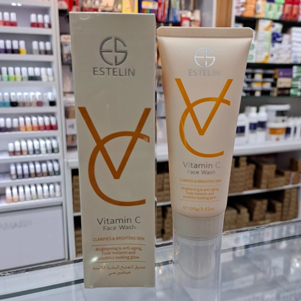 فوم شستشوی صورت روشن کننده ویتامین سی استلین براش دار انواع پوست 100 گرم | ESTELIN Vitamin c Face Wash